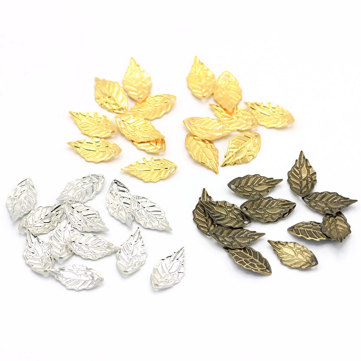 100Pcs/Lot 10*19mm Gold Metal Charms Copper Stamping Leaf Shape Earring Pendants DIY Crafts Jewelry Making Findings Accessories