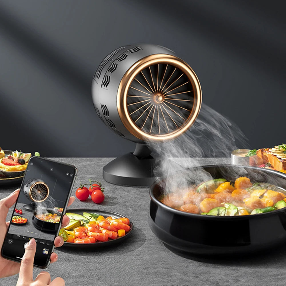 Desktop Range Hood Low Noise Kitchen Exhaust Fan Height Angle Adjustment Extractor Hood for Indoor BBQ Hot Pot
