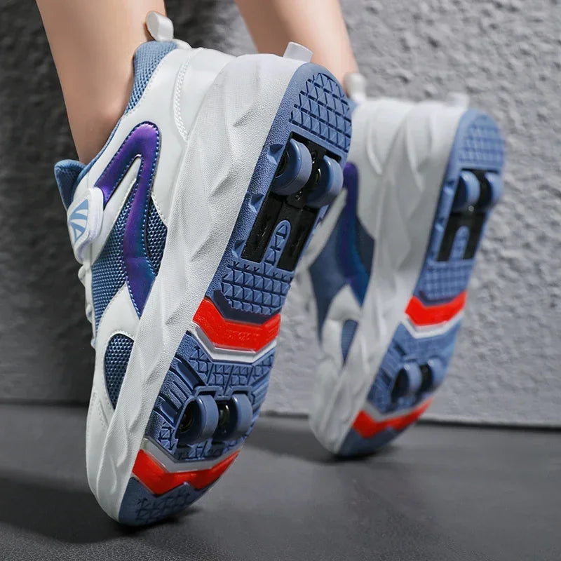 Quad Wheel Skates Adult Shoes Student Transformer Wheel Boys Girls Kids Sports Roller Skates Transformer Shoes