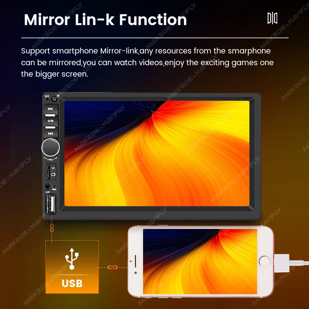 7 Inch HD Touch Screen Intelligent System Car Multimedia MP5 Player For Universal Support Carplay Android Auto SWC Mirror Link