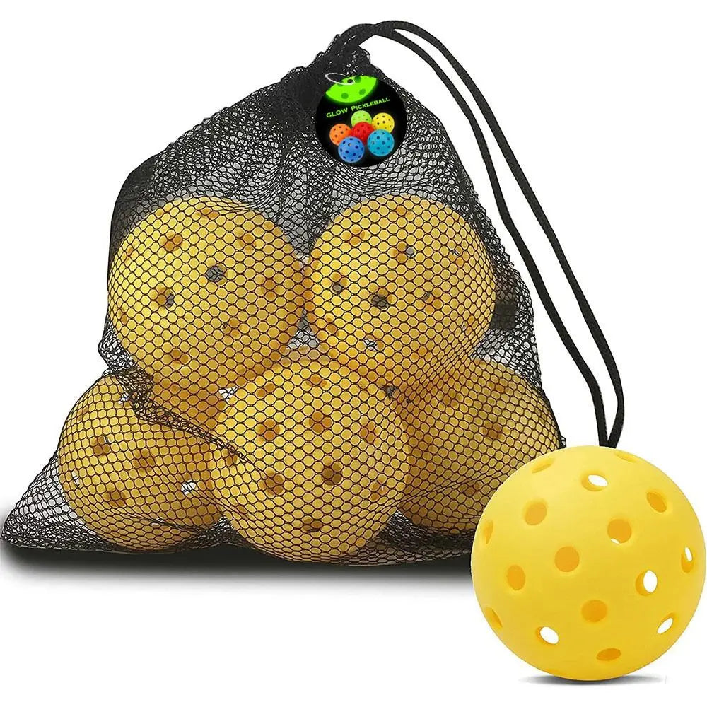 74MM 40 Holes Luminous Pickleball Durable Multicolor Elastic Seniors Tennis Glow in The Dark PE Ball Indoor Utdoor
