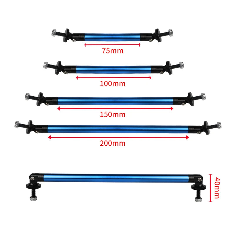 1 Pair Universal JDM Adjustable Car Front Frame Bumper Lip Protector Rod Support Bars Decor Lip Rod Splitter Strut Tie Bar Kits