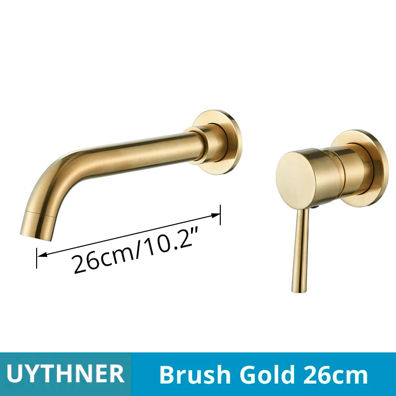 Brushed Gold/Black Basin Faucet Concealed Wall Mounted For Bathroom Faucets Bath Basin Sink Tap Bathtub Hot And Cold Water Mixer