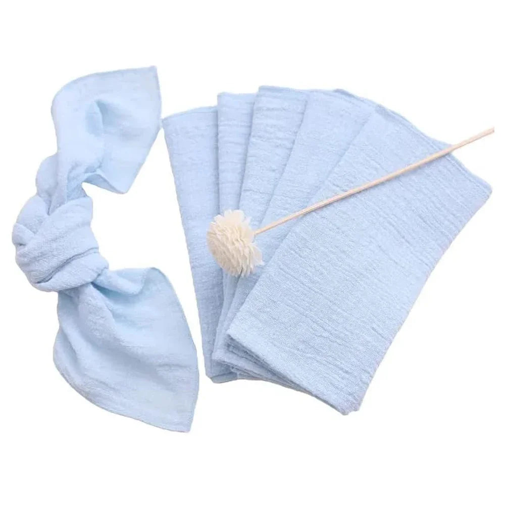 10pcs Cotton Cloth Napkins Gauze Fabric Blue 30x30cm for Wedding Party Birthday Tea Towel Table Baby Shower Christmas Napkins