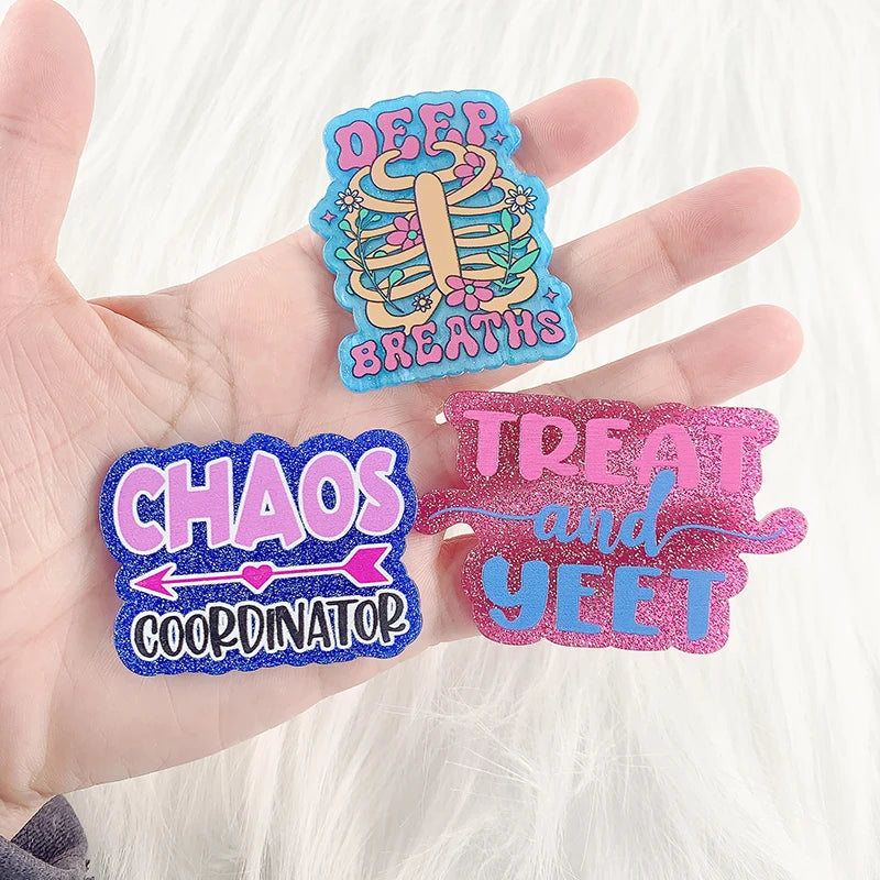 Stethoscope Needle Scrub Acrylic Charms Flat Back Glitter Epoxy Pedant Fit DIY ID Card Badge Holder Jewelry Making Nurse Gifts