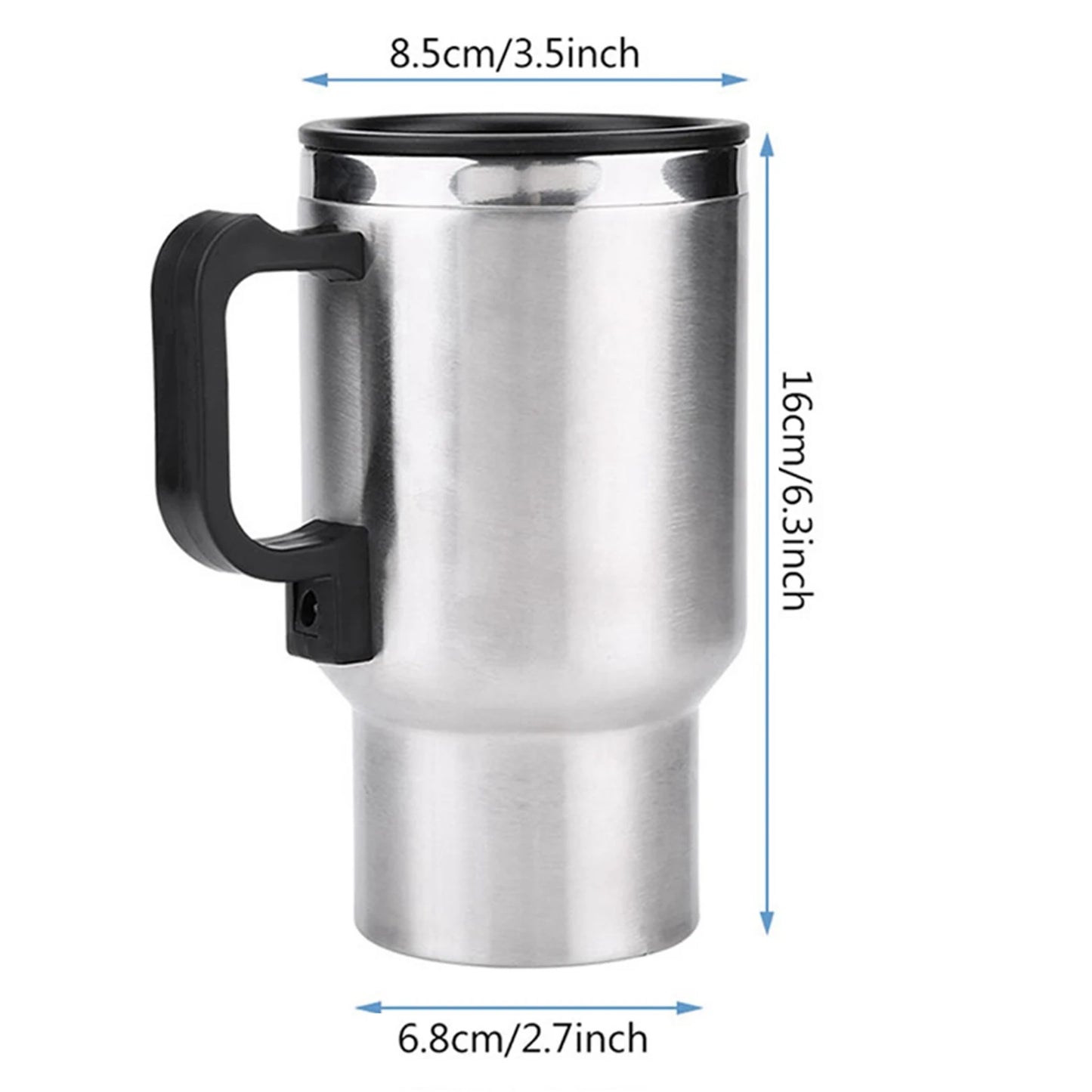 450ml Electric In-car Travel Heating Cup by Cigarette Lighter Plug Stainless Steel Travel Electric Kettle 12V Heated Thermos Mug