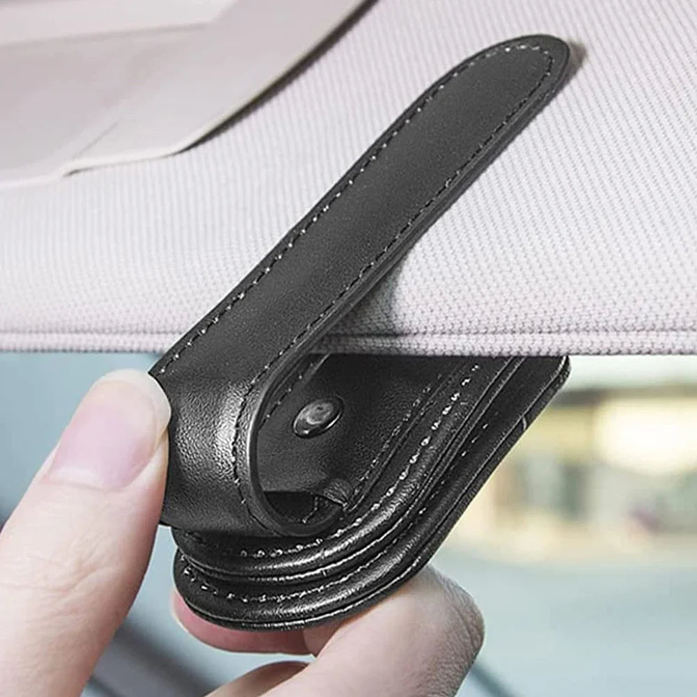 Magnetic Leather Eyeglass Hanger Clip Universal Car Sunglasses Holder Magnetic Eyeglass Hanger Clip For Cars Ticket Card Clip