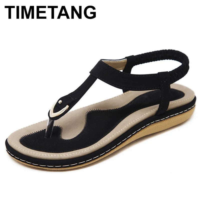 TIMETANG summer shoes women bohemia beach flip flops soft flat sandals woman casual comfortable plus size wedge sandals C065