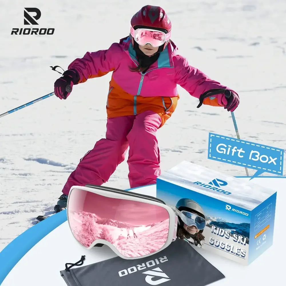 Kids Professional Ski Goggles Winter Ski/Snowboard Goggles Sunglasses Anti-UV400 Sports Equipment for 3-10 Years old Children