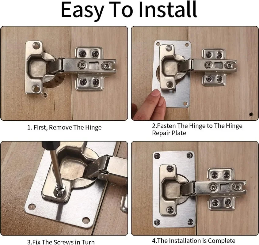 Stainless Steel Hinge Repair Plate For Cabinet Furniture Hinges Mounting Plate For Kitchen Cupboard Door Fixing Screws Hardware