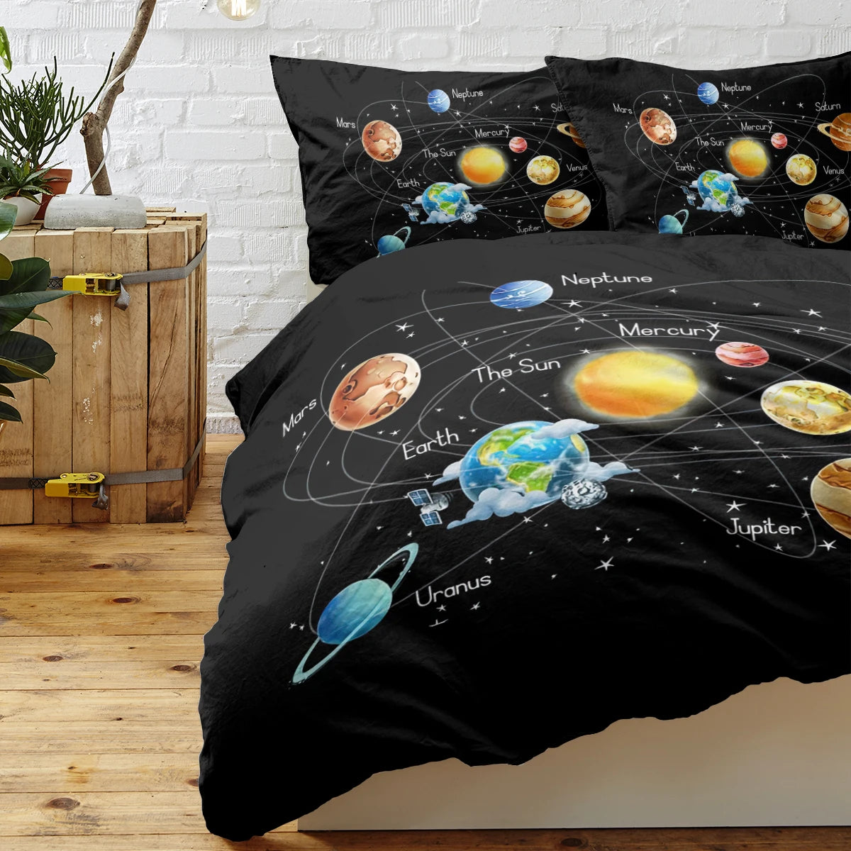 Galaxy Planet Bedding Sets Cosmic Space Duvet Cover Set for All-Season 3 Piece Astronomical Theme Bed Set for Teens