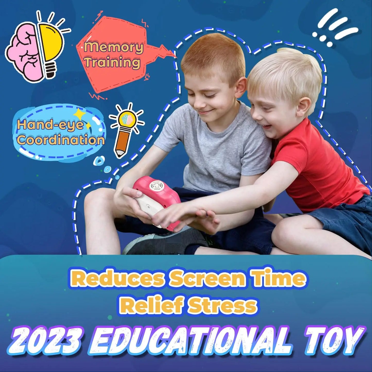 Electronic Pop Push Children's Press Handle Fidget Toy Pinch Sense Quick Push Game Squeeze Relief Toy Whac-A-ole Toy Sensory Toy