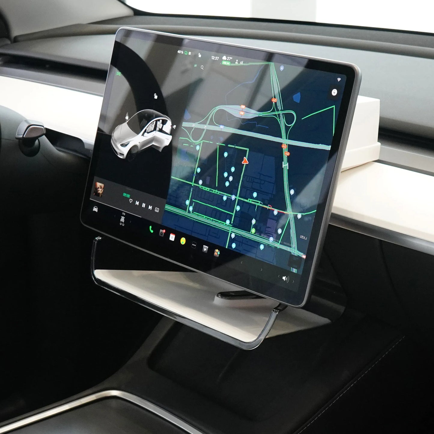 For Tesla Model Y Model 3 Highland Center Console Organizer with under screen storage box Anti-Slip Liner Behind Screen Storage
