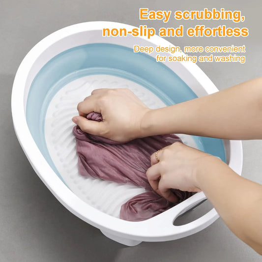 Portable Hand Washing Foldable Basin With Brush Home School Dormitory Washboard Basin For Clothes Cleaning Tools