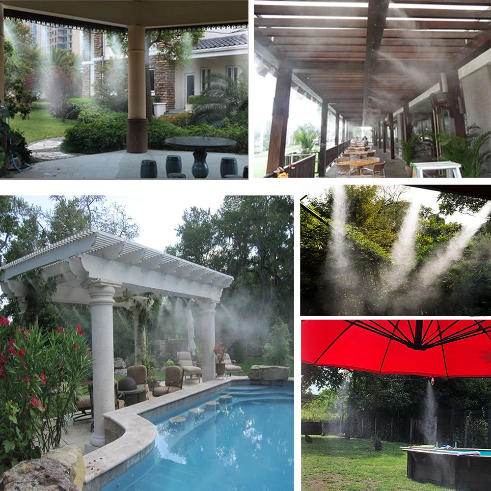 Water Fog Sprayer System Garden Watering Irrigation Mister Nebulizer Sprinkler 6M/9M/12M Patio Cooling Mist System