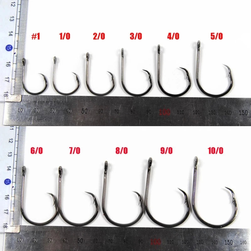 [20PCS] Inline Circle Hook for Fishing High Carbon Steel Saltwater Fishhook # 1 1/0 2/0 3/0 4/0 5/0 6/0 7/0 8/0 [YG8209]