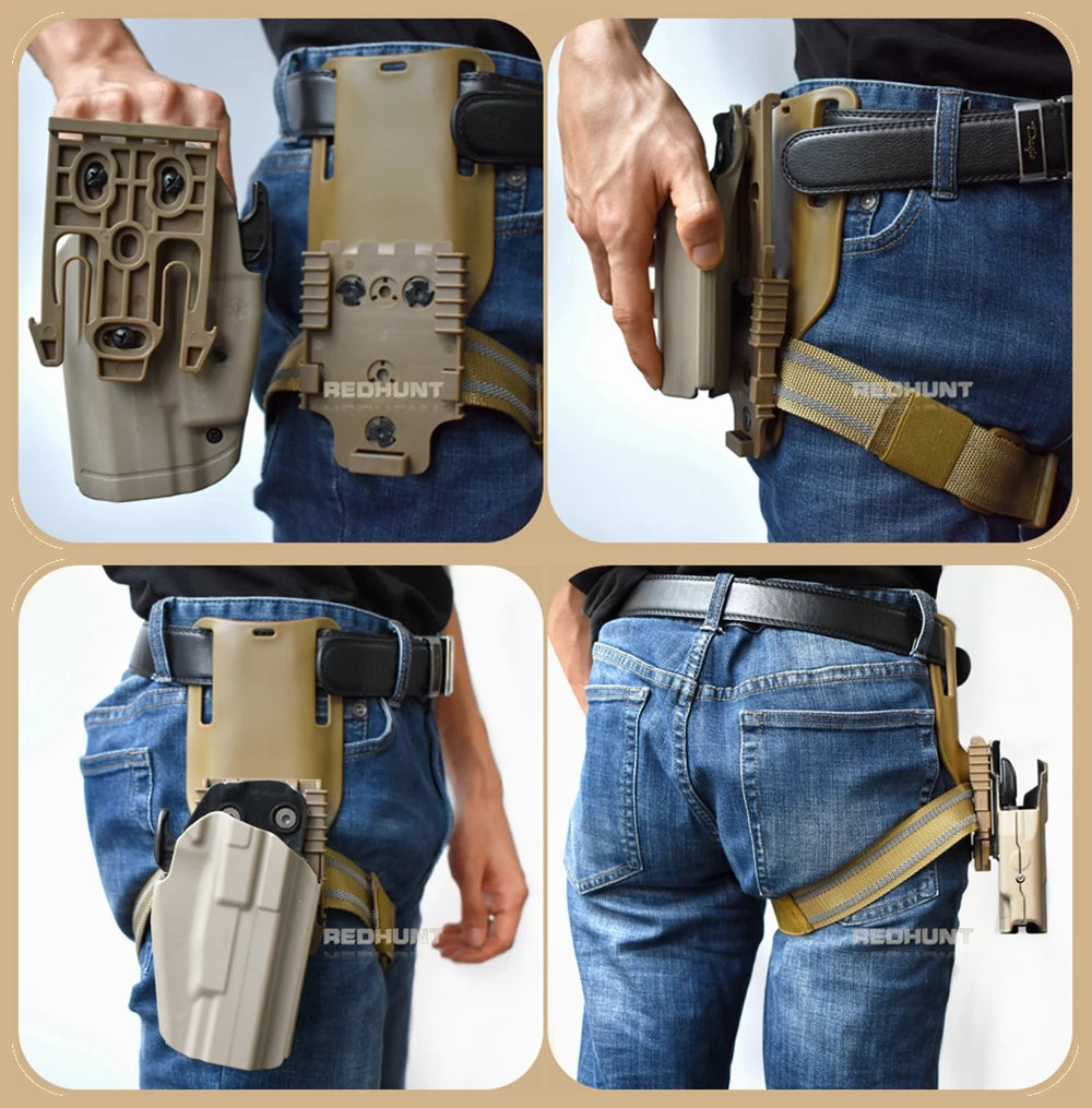 Tactical Quick Locking Fork System Kit QLS 19 22 Gun Holster Adapter Drop Leg Strap Waist Belt Loop Paddle Hunting Equipment