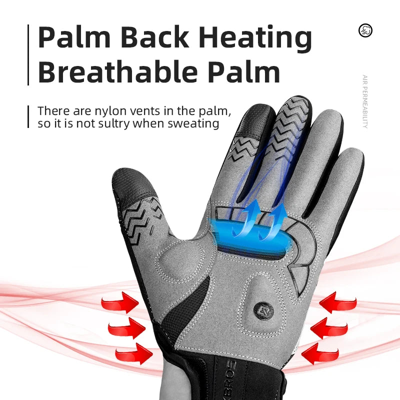 ROCKBROS Cycling Gloves Motorcycle Riding Hiking Snow Glove USB Electric Heated Winter Glove Rechargeable Ski Gloves Touchscreen
