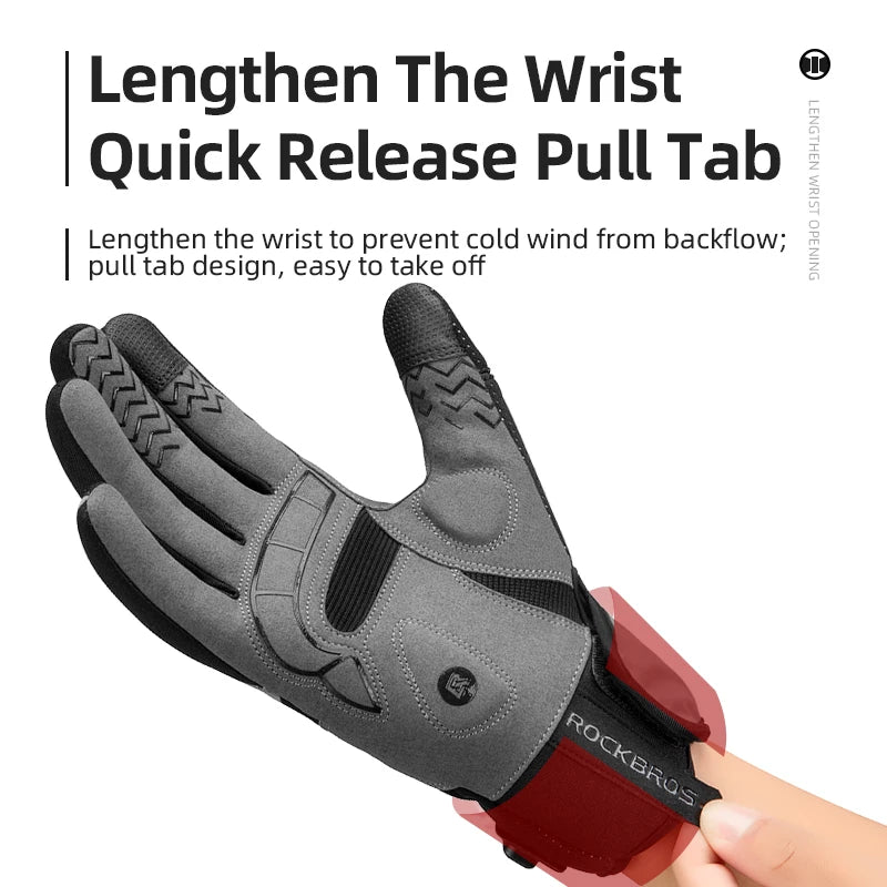 ROCKBROS Cycling Gloves Motorcycle Riding Hiking Snow Glove USB Electric Heated Winter Glove Rechargeable Ski Gloves Touchscreen