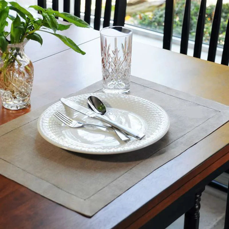 12 Pcs Hemstitched Place Mat Cotton Napkins White Table Mat Beautiful Natural Linen Dinner Mat Fabric Napkin Place Mat