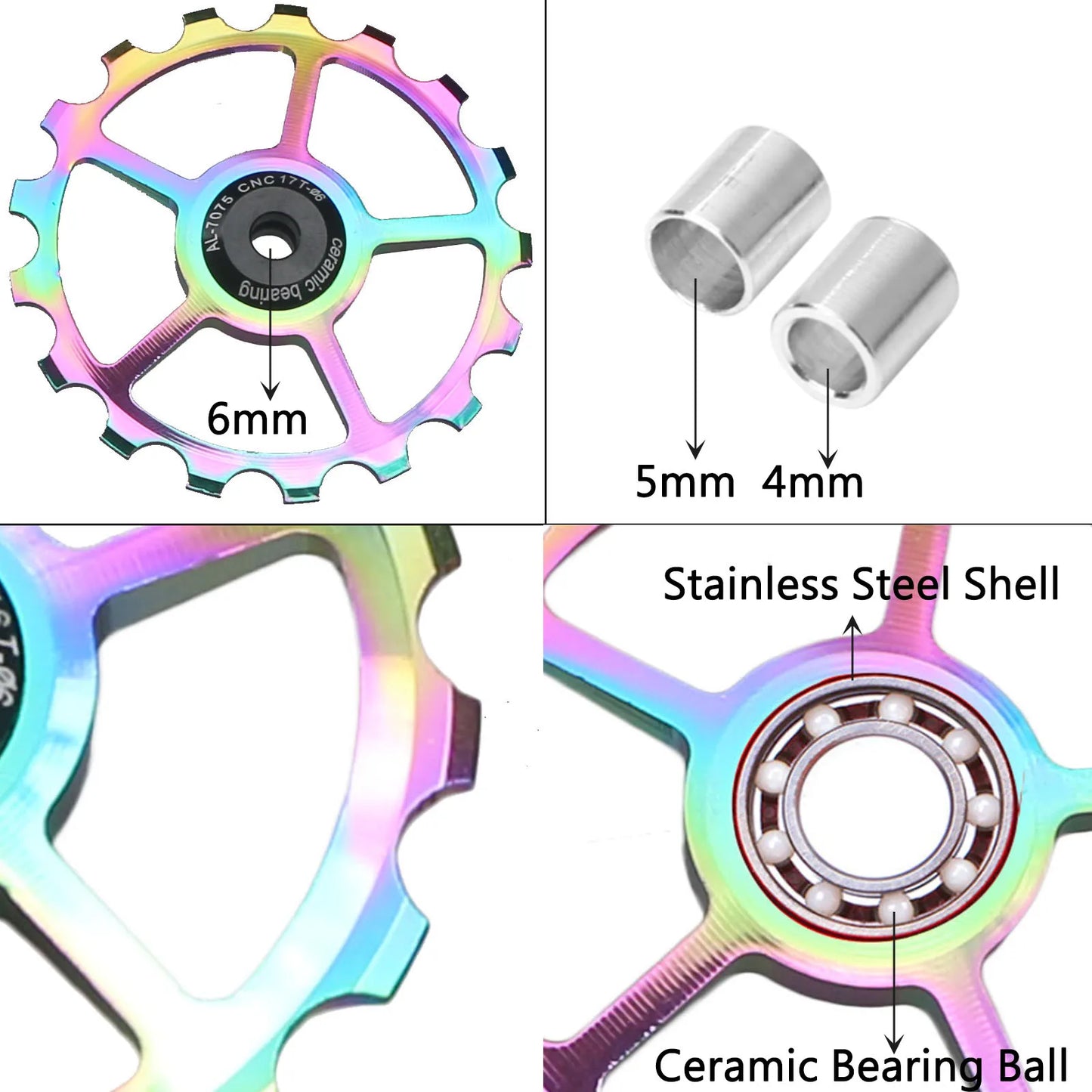 10T 11T 12T 13T 14T 15T 16T 17T MTB Road Bike Rear Derailleur Pulley Roller Ceramic Bearing Guide Jockey Wheel For Shimano Sram