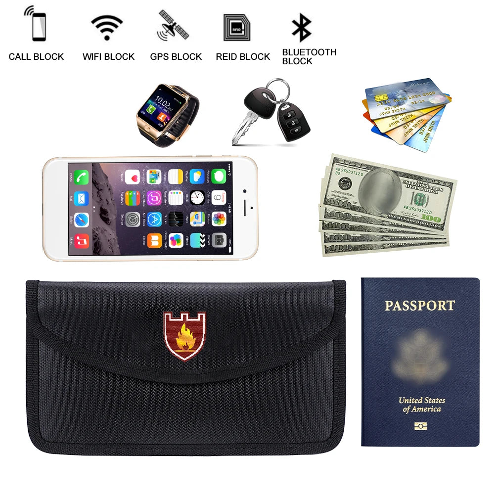 Fireproof Burn - Proof Package Valuables Kit Anti - Signal Interference Package Fireproof Document Bags For Money Jewelry Etc