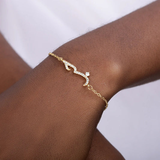 Gold Color Crystal Arabic Words Love Bracelets For Women Men Stainless Steel Chain Charm Bracelet Mom Gifts Islamic Jewelry
