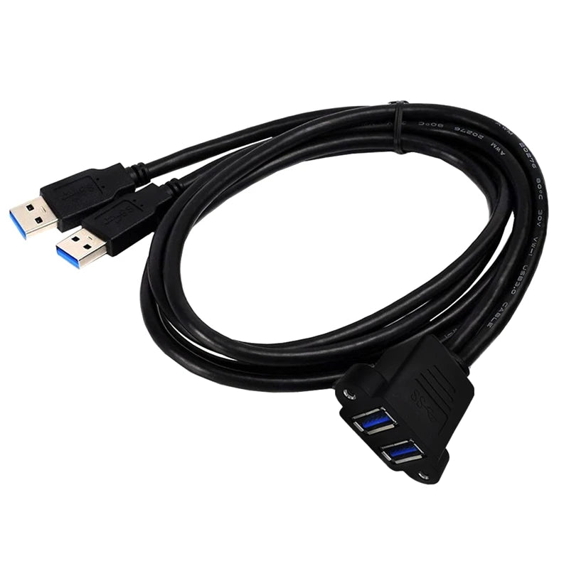 0.3m 1m Dual USB 3.0 Male to Female  With Screw Panel Mount Holes Extension Cable High Speed 5Gbps for Computer Case Motherboard
