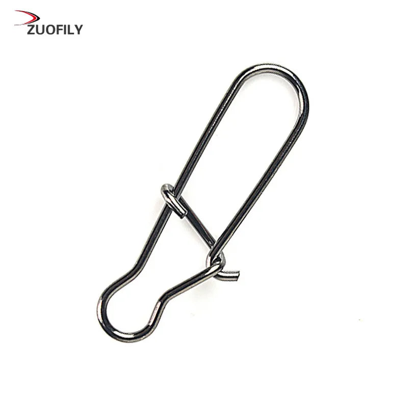 50pcs/bag Stainless Steel Hook Fast Clip Lock Snap Swivel Solid Rings Safety Snaps Fishing Hook Connector