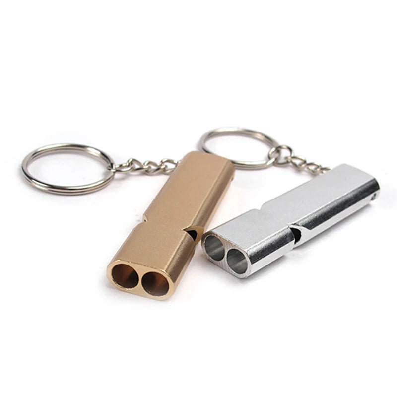 Dual-tube Survival Whistle Portable Aluminum Safety Whistle For Outdoor Hiking Camping Survival Emergency Keychain Multi Tool