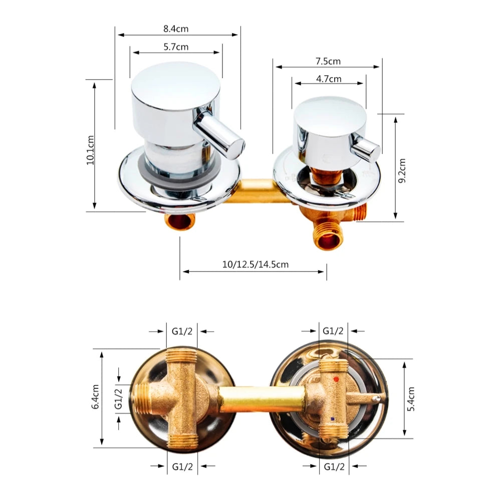 2/3/4/5 Ways Water Outlet Screw Thread Center Distance 10cm 12.5cm Mixing Valve Brass Bathroom Shower Mixer Faucet Tap Cabin