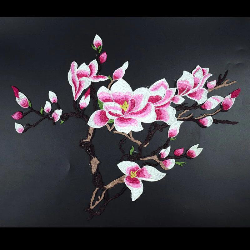 1 Set  Plum Blossom Flower Applique Clothing Embroidery Patch Lace Fabric Sew On Patch Craft Sewing Embroidered Neckline Collar