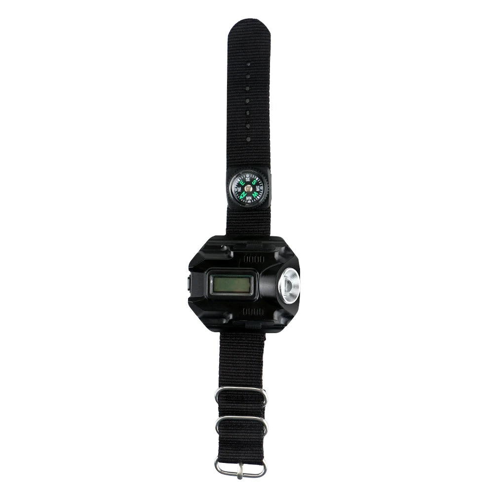 NEW Powerful led Flashlight Tactical LED Display Rechargeable Wrist Watch Flashlight Waterproof Torch With clock mini-compass