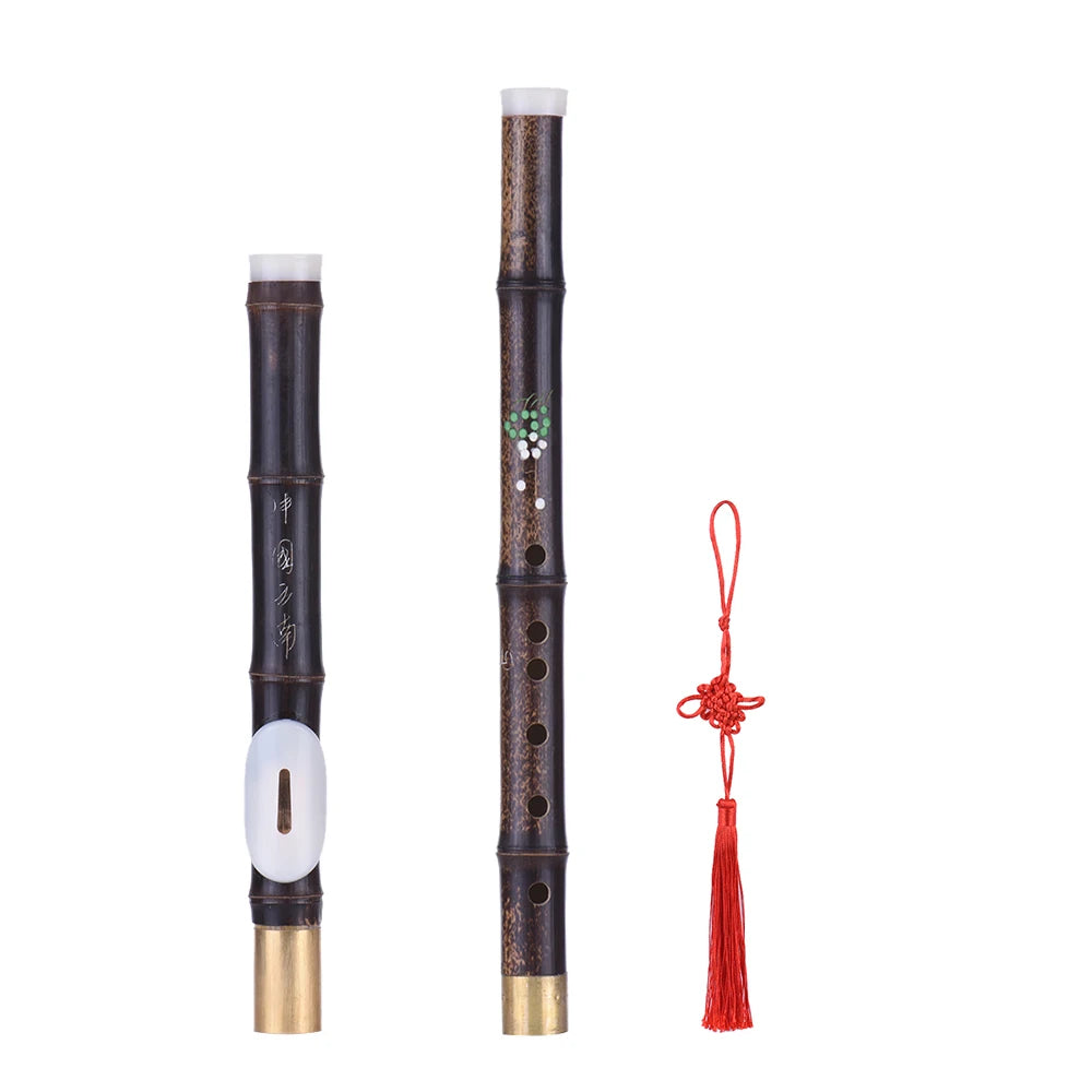 Transverse Flute Pipe Detchable Natural Black Bamboo Bawu Ba Wu Musical Instrument in G Key for Beginner Music Lovers as Gift