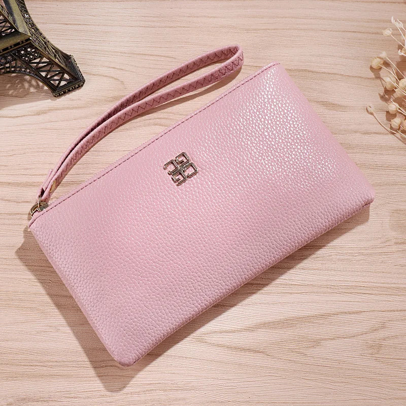 Women Long Casual Wallet Litchi Grain PU Leather Lady Zipper Phone Pocket Credit Card Holder Female Purse Coin Money Bag Clutch