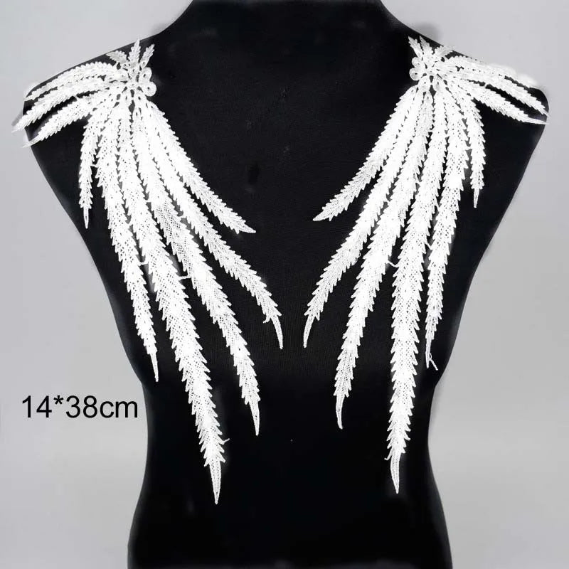 1Pc Black Embroidery Collar Venise Sequin Floral Embroidered Applique Lace Neckline Collar Garment Accessories Scrapbooking