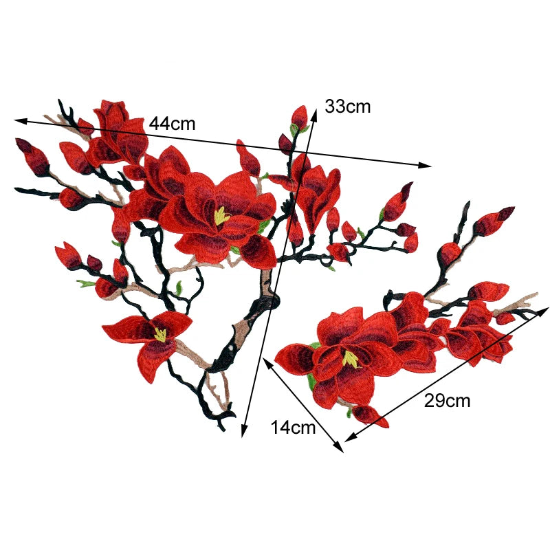 1 Set  Plum Blossom Flower Applique Clothing Embroidery Patch Lace Fabric Sew On Patch Craft Sewing Embroidered Neckline Collar