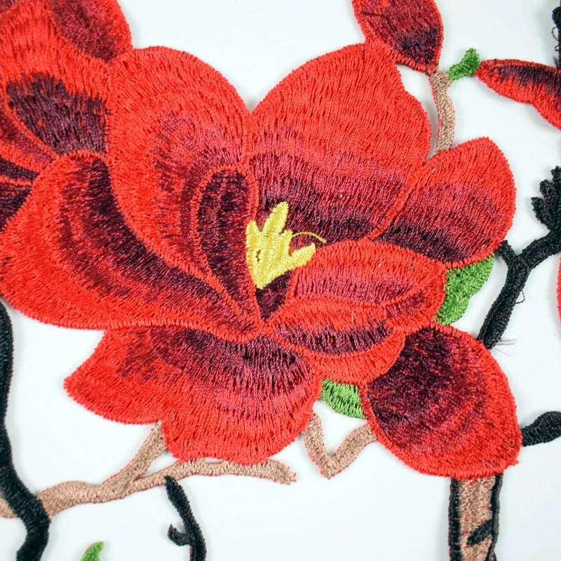 1 Set  Plum Blossom Flower Applique Clothing Embroidery Patch Lace Fabric Sew On Patch Craft Sewing Embroidered Neckline Collar