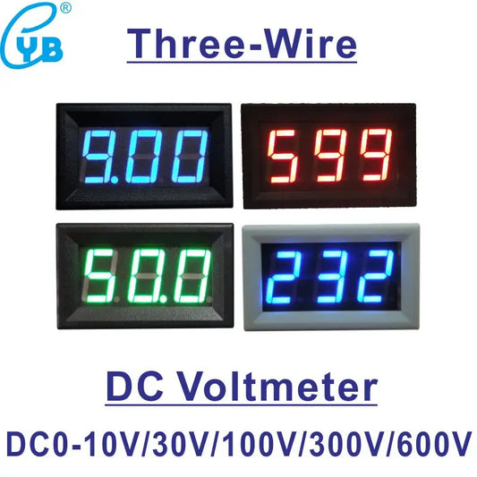 YB27 Three Wires LED Digital Voltage Meter Voltmeter DC 0-10V 0-30V 0-100V 0-300V 0-600V Voltage Detector Volt Panel MeterTester