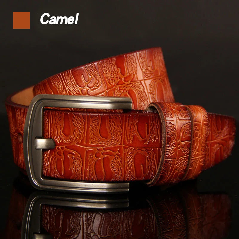 HREECOW Designer Belts Men High Quality Male Belt Genuine Leather Strap Luxury Famous Brand Crocodile Pin Buckle Ceinture Homme