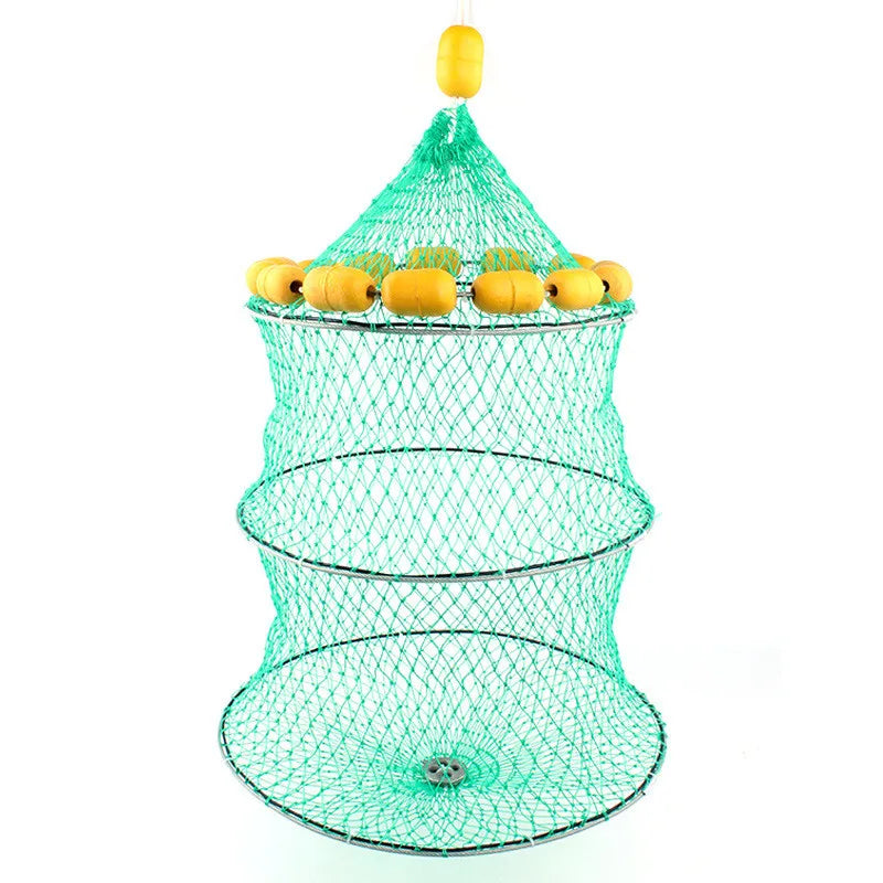 3-layer Outdoor Collapsible Fishing Net Buoyancy Live Bait Keep Fish Cage Gear Fishing Accessories