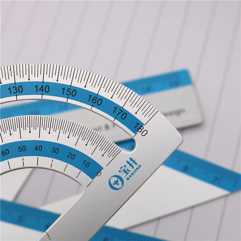 4PCS/Set UV Aluminum Alloy Ruler Drawing Measurement Geometry TriangleRuler straightedge Protractor A variety of rulers