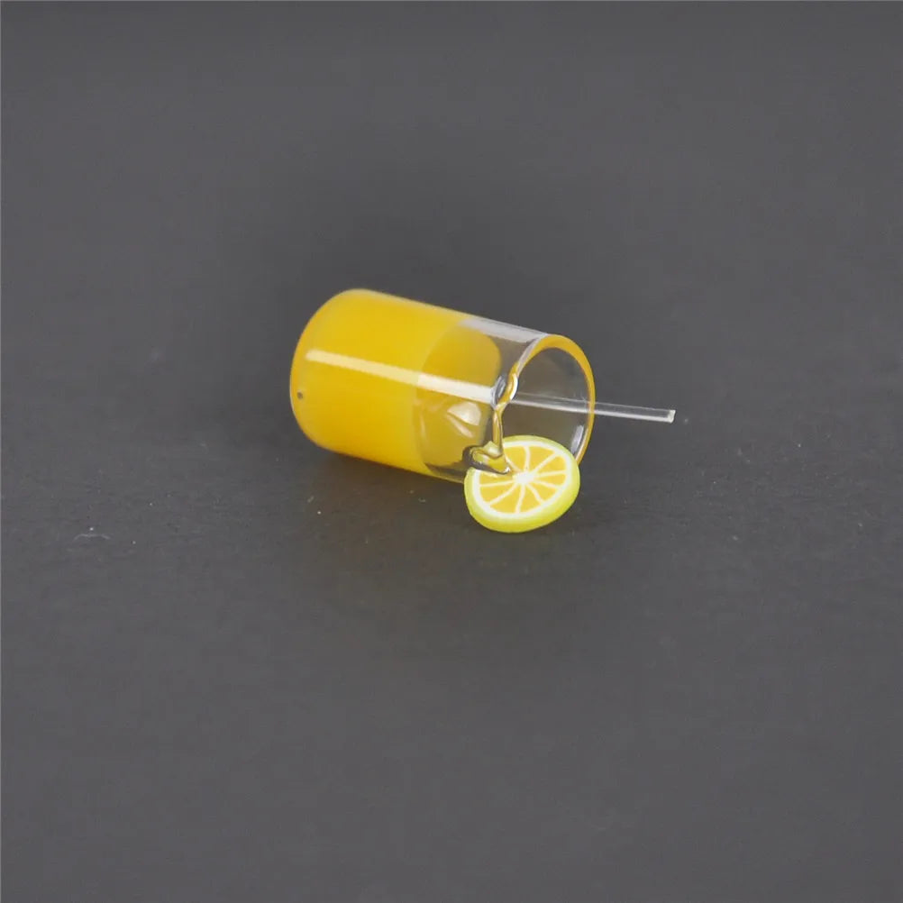 2pcs/lot Mini Resin Lemon Water Cup 1:12 Dollhouse Miniature Doll house Accessories Cups Toy Mini Decoration Gifts