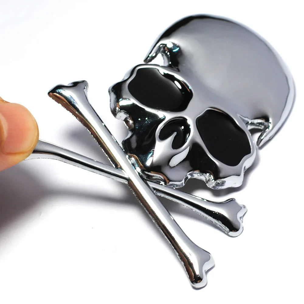 7.2x6CM 3D Metal Skull Skeleton Crossbones Car Motorcycle Sticker Truck Label Emblem Badge Car Styling Decoration Accessories