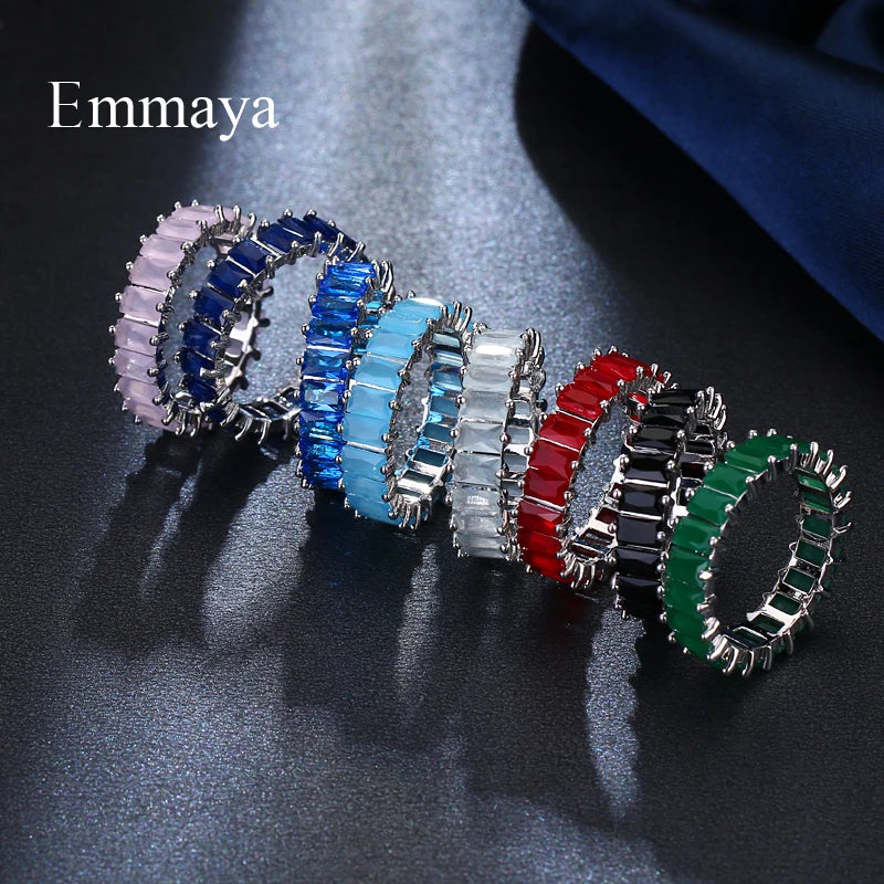 EMMAYA Silver Color Unique Design CZ  Paved Austrian Zircon Fashion Women Ring Jewelry