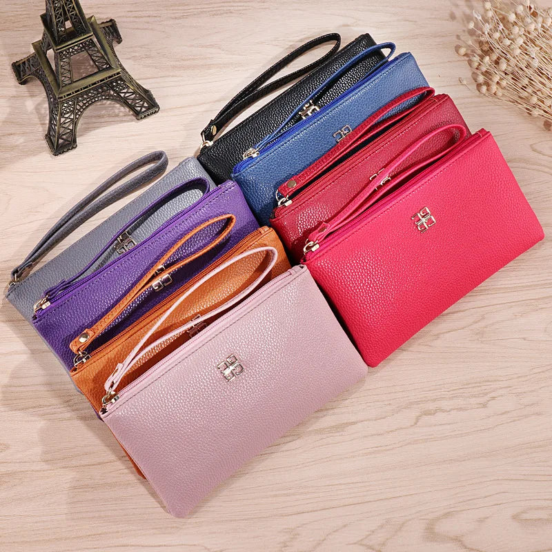 Women Long Casual Wallet Litchi Grain PU Leather Lady Zipper Phone Pocket Credit Card Holder Female Purse Coin Money Bag Clutch