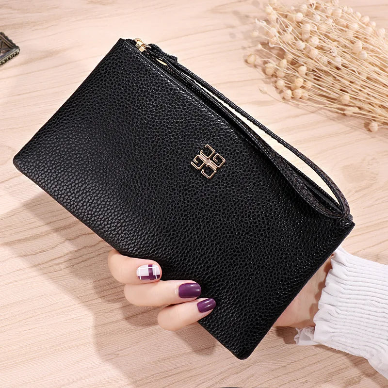 Women Long Casual Wallet Litchi Grain PU Leather Lady Zipper Phone Pocket Credit Card Holder Female Purse Coin Money Bag Clutch