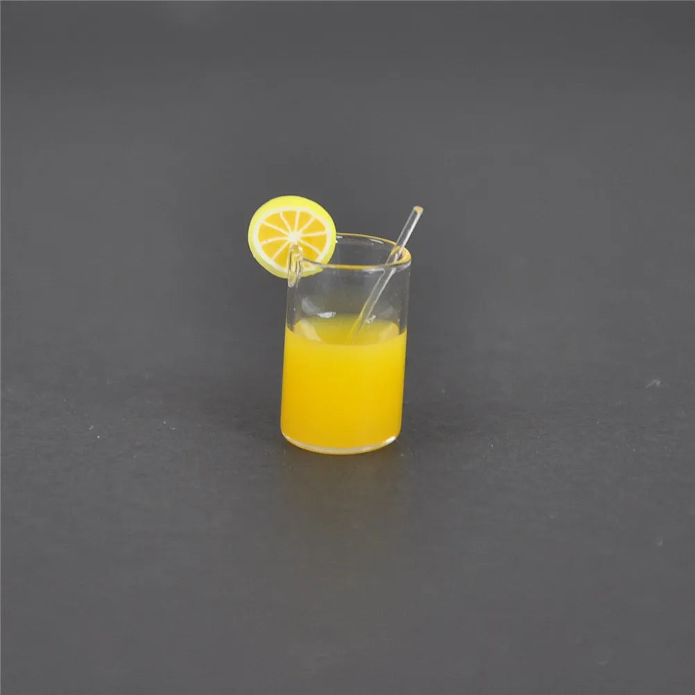 2pcs/lot Mini Resin Lemon Water Cup 1:12 Dollhouse Miniature Doll house Accessories Cups Toy Mini Decoration Gifts