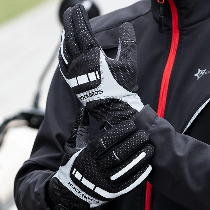 ROCKBROS Cycling Gloves Motorcycle Riding Hiking Snow Glove USB Electric Heated Winter Glove Rechargeable Ski Gloves Touchscreen