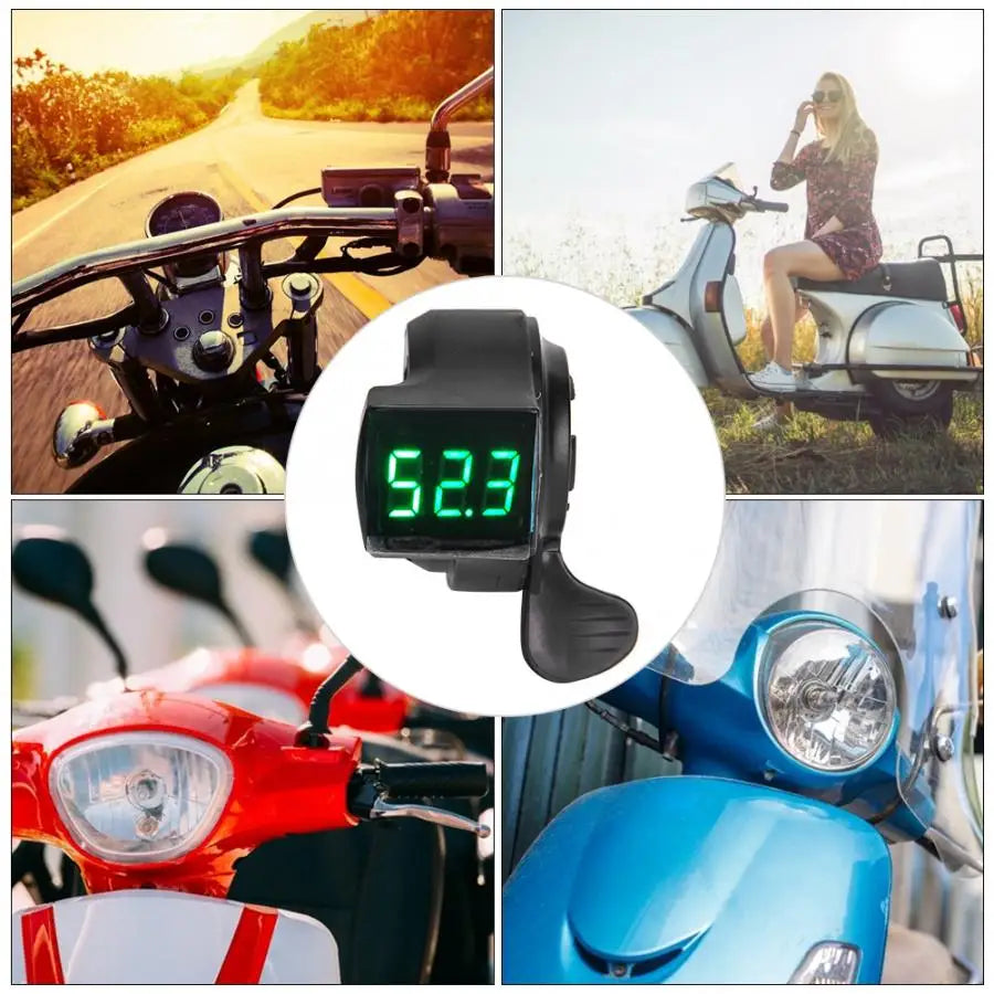 Finger Thumb Throttle E-Bike Switch Handle  LCD Digital Battery Vehicle Voltage Display Switch 12V to 99V Speed Control